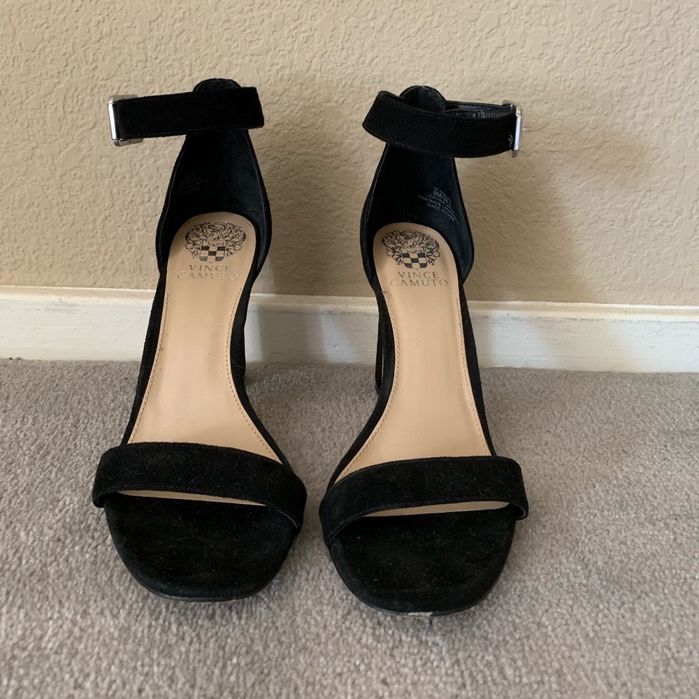 4 inch black suede heels